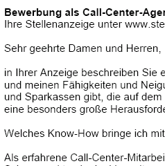 Bewerbung Call Center Agent Ungekundigt Berufserfahrung Sofort Download