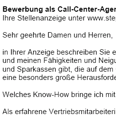 Bewerbung Call Center Agent Berufseinsteiger Sofort Download