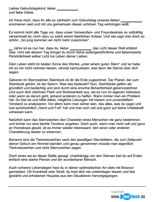 Geburtstagsrede - Sternzeichen Steinbock (männlich) – Bild 2