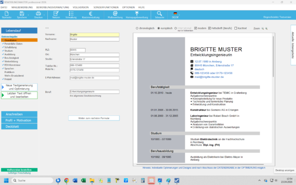 Bewerbungssoftware - Bewerbungsmaster 2026 (Demoversion)
