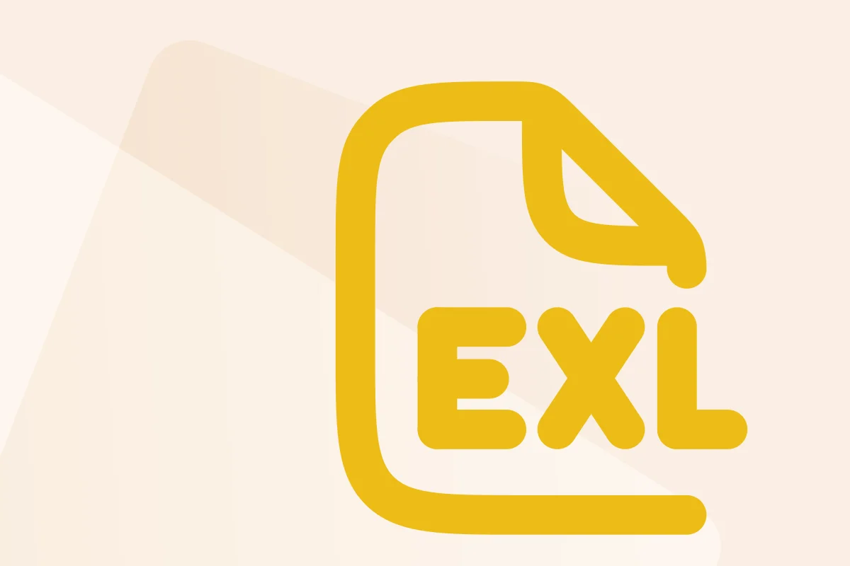 Gelbes Icon eines Dokuments mit der Aufschrift „EXL“ auf hellem Hintergrund