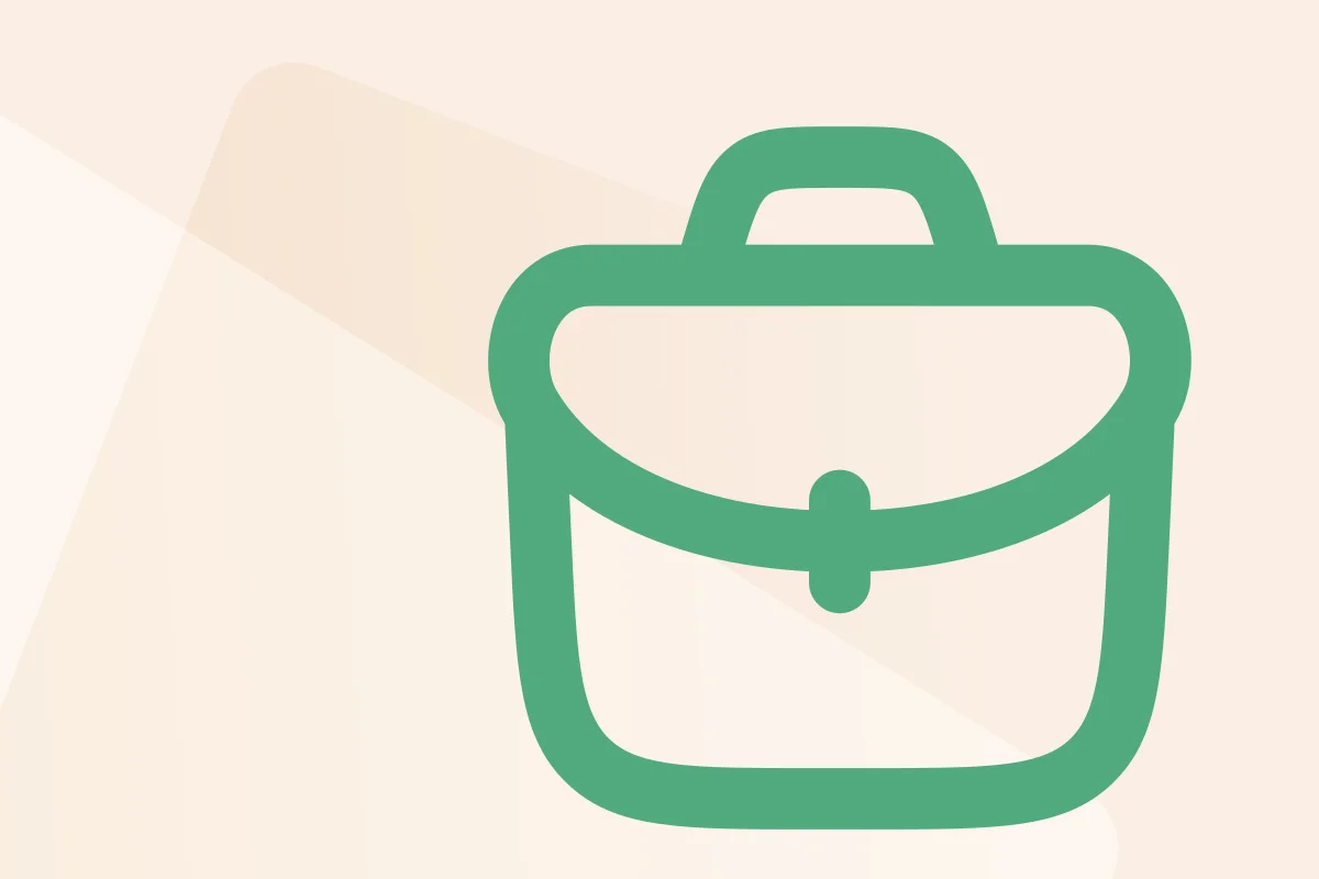 Symbol mit Aktentasche, steht für die Kategorie Selbstständigkeit & Existenzgründung, Symbolfarbe grün kennzeichnet den Produkttyp Excel.