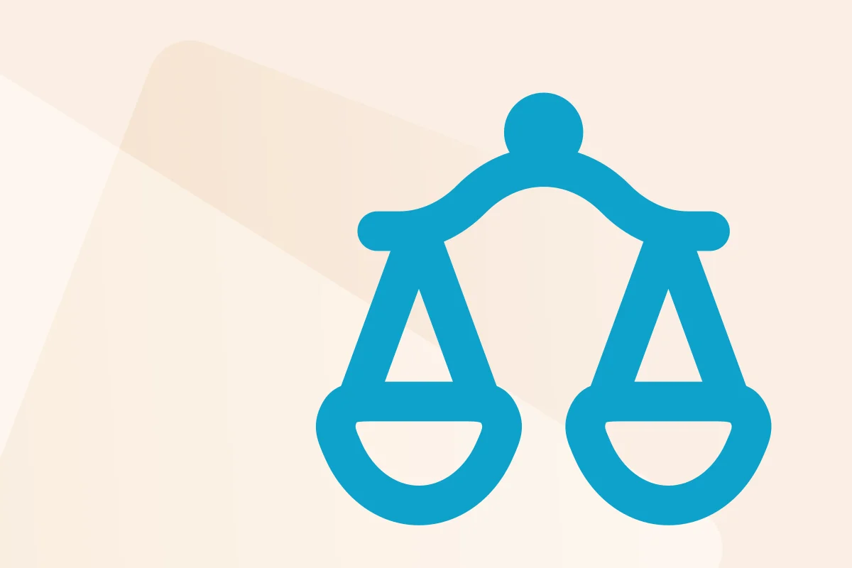 Symbol mit Waage, steht für die Kategorie Recht & Gesetz, Symbolfarbe blau kennzeichnet den Dateityp Word.