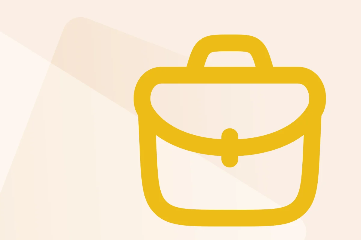Symbol einer gelben Aktentasche – verweist auf Jobthemen, Karriere oder Business.