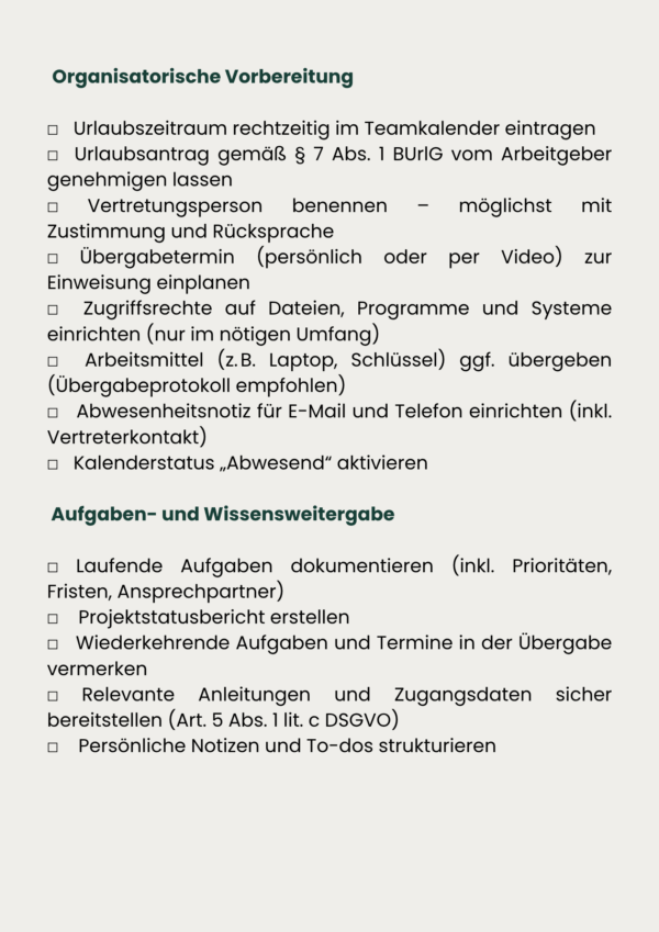 Checkliste Urlaubsvertretung – Bild 3