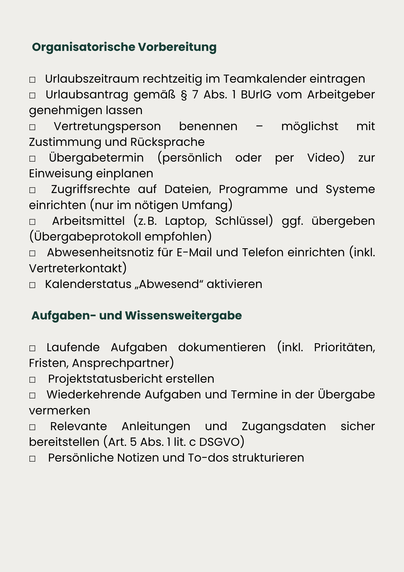 Checkliste Urlaubsvertretung – Bild 3