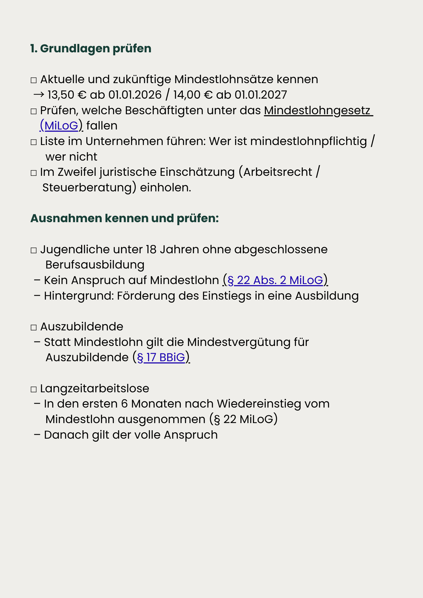 Checkliste Mindestlohnvorgaben – Bild 3