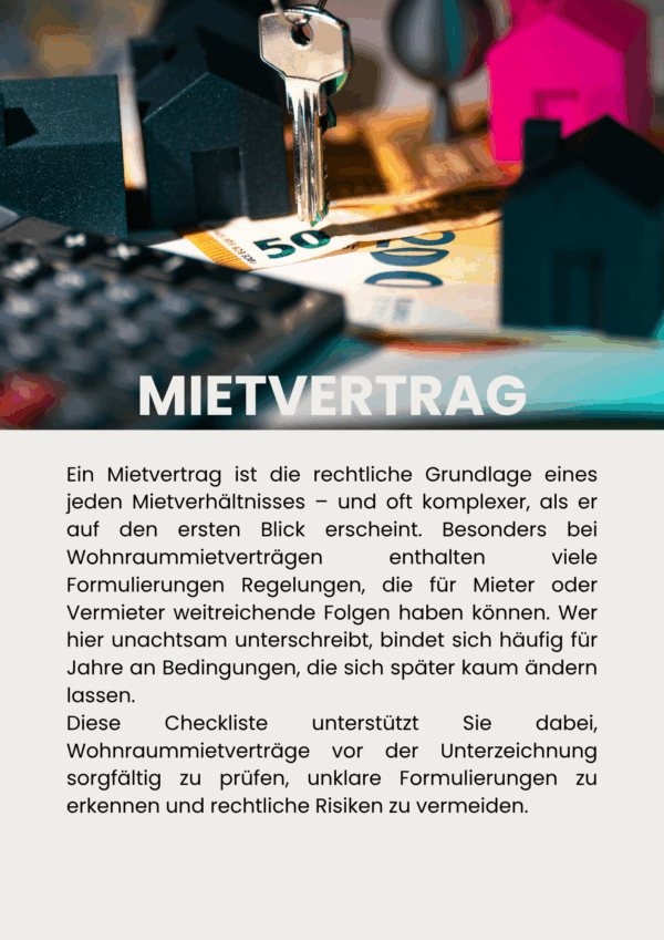 Checkliste Mietvertrag prüfen