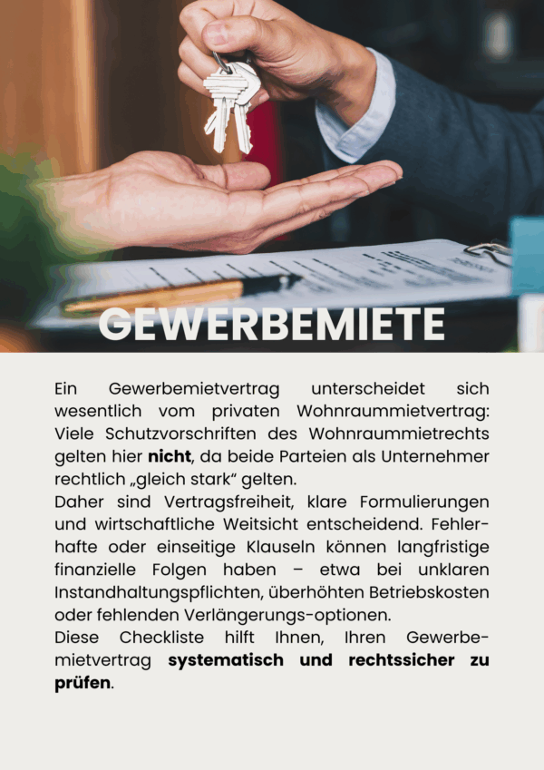 Checkliste Gewerbemietvertrag