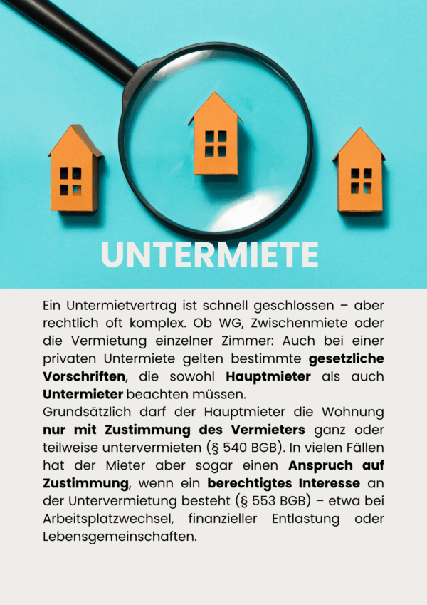 Checkliste Untermietvertrag privat