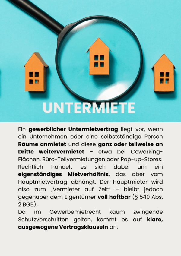 Checkliste Untermietvertrag gewerblich