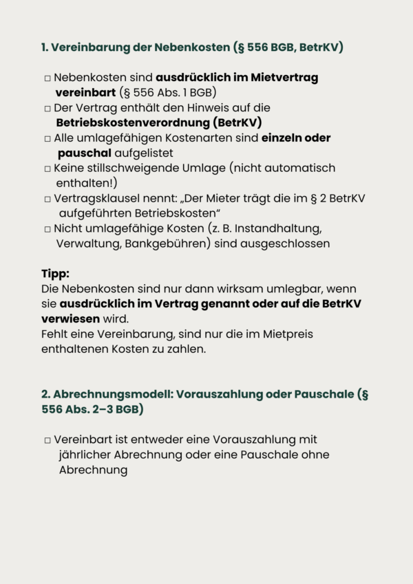 Nebenkostenabrechnung prüfen