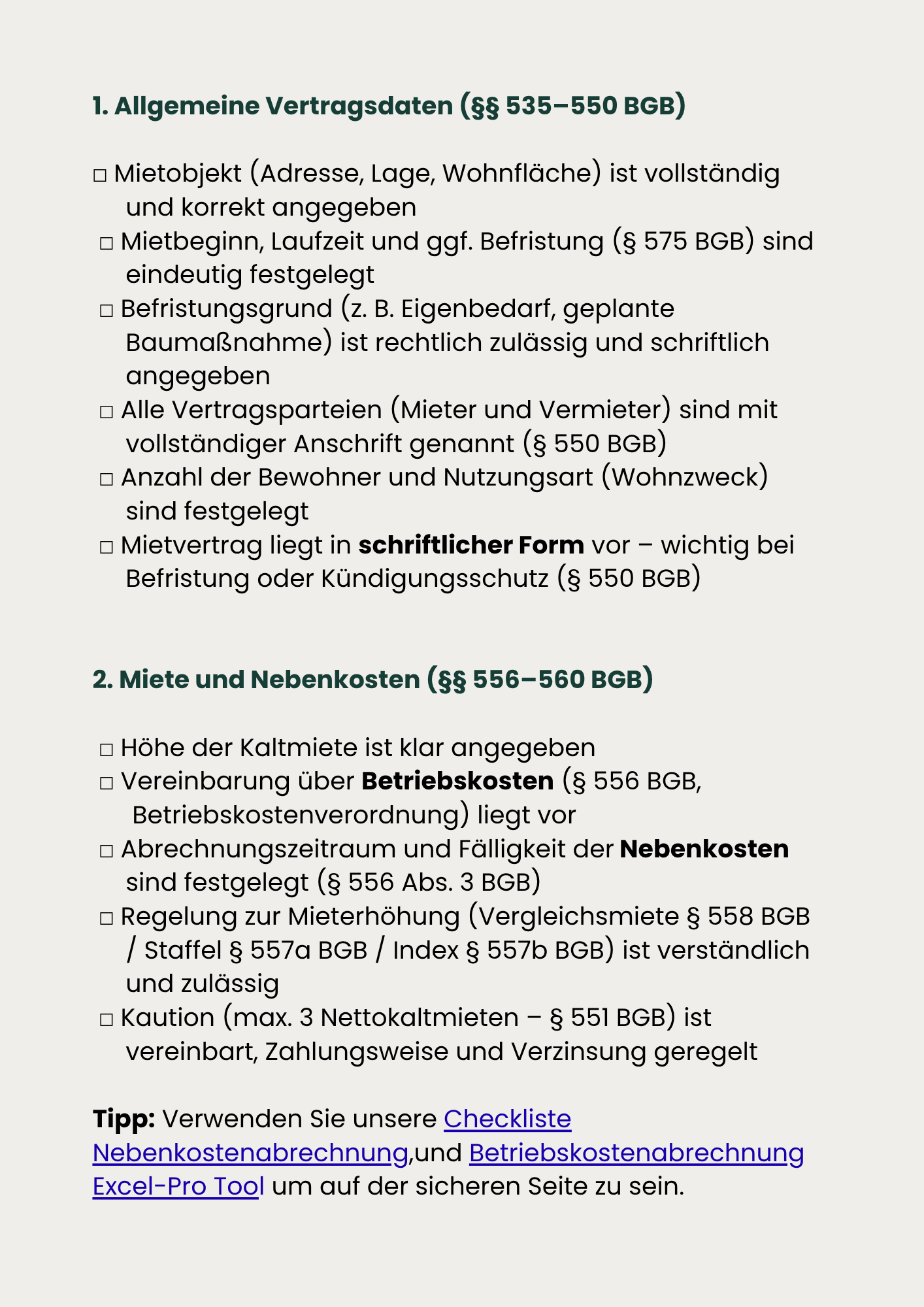 Checkliste Mietvertrag prüfen – Bild 3