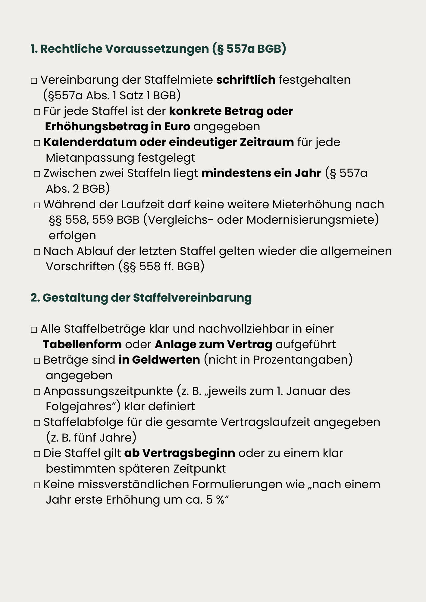 Checkliste Staffelmietvertrag prüfen – Bild 3