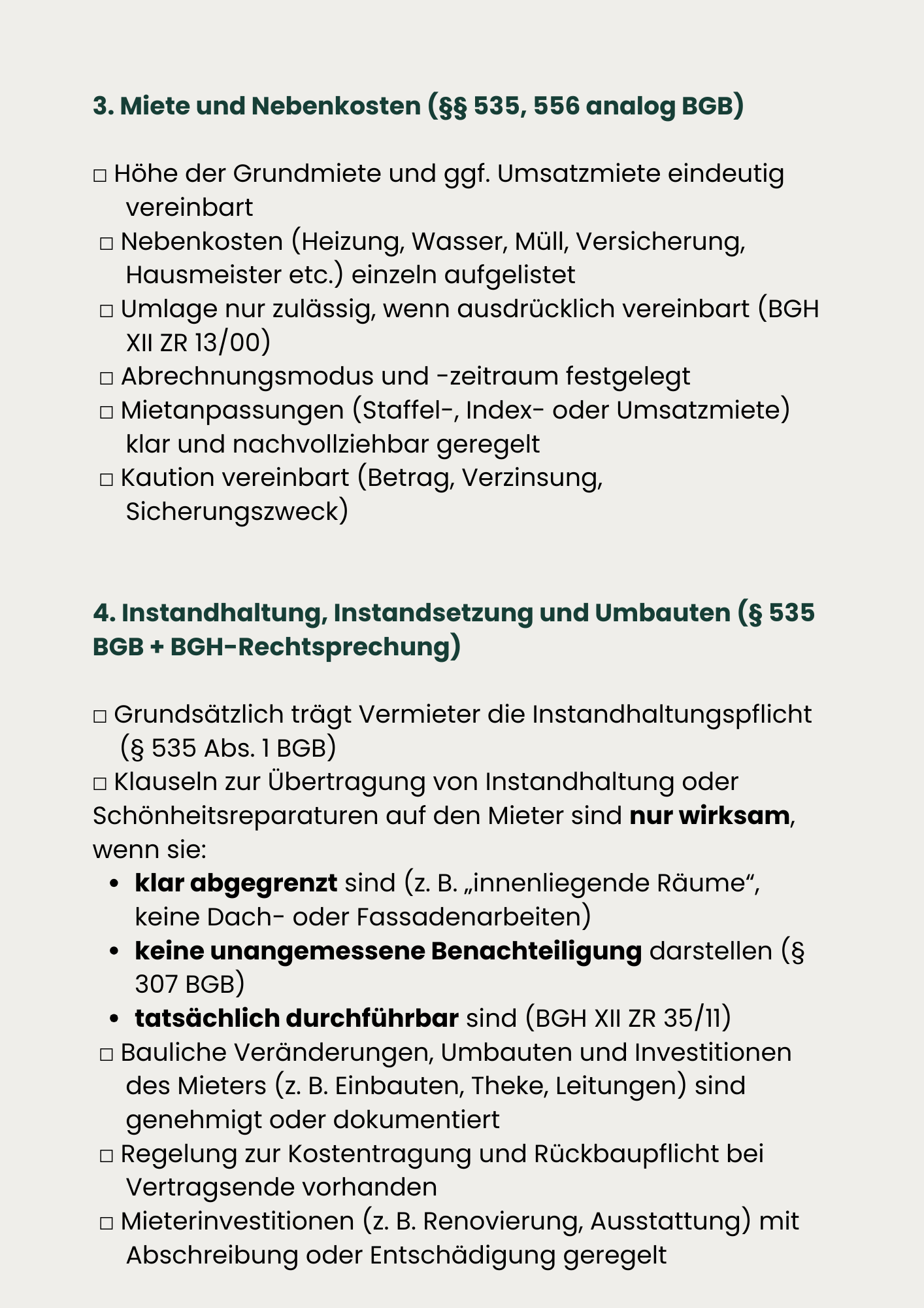 Checkliste Gewerbemietvertrag – Bild 4
