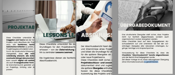 Übersicht aller Checklisten im Paket