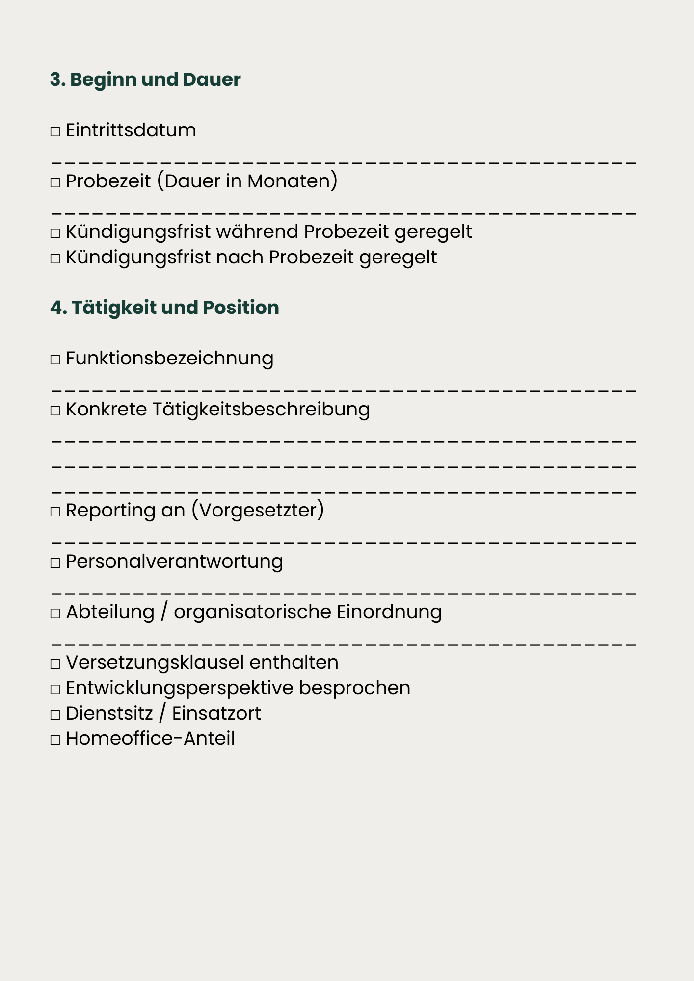 Checkliste Arbeitsvertrag – Bild 4