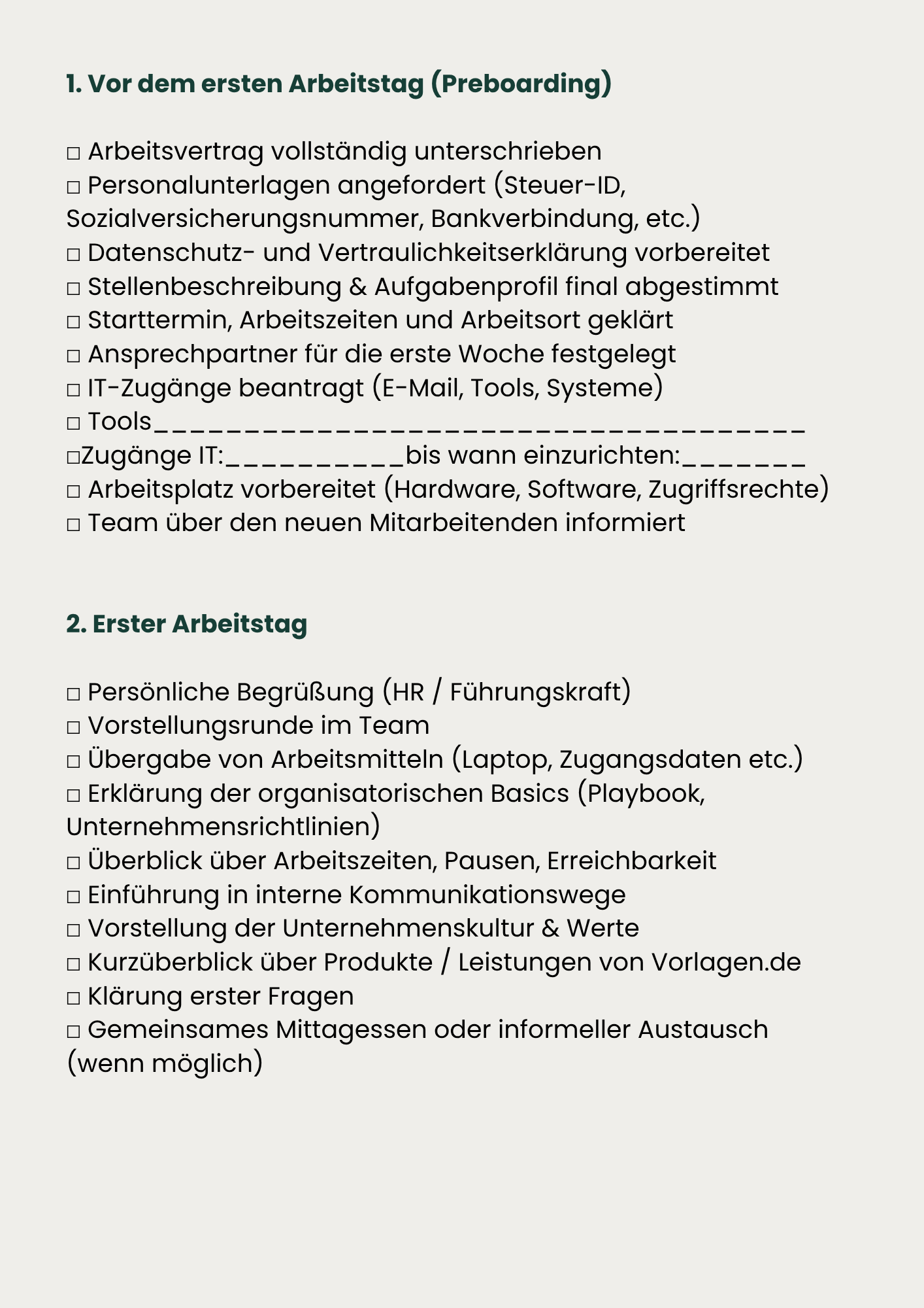 Checkliste On Boarding – Bild 3